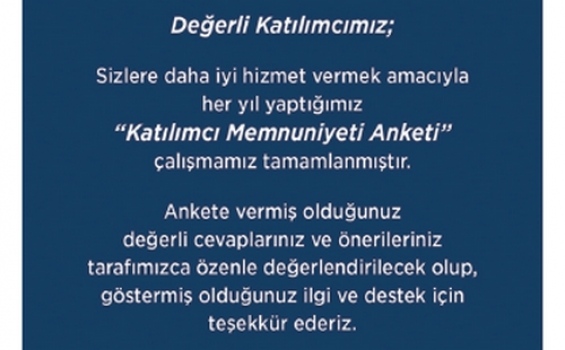 ÇOSB Katılımcı Memnuniyet Anketi-2020 gerçekleştirildi