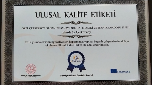 Özel ÇOSB Mesleki ve Teknik Anadolu Lisesi ‘Ulusal Kalite Etiketi’ ile ödüllendirildi